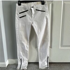 Rag & Bone White Skinny Ankle Jeans 27 Mid Rise 9” Rise 26” Inseam Zip Detail